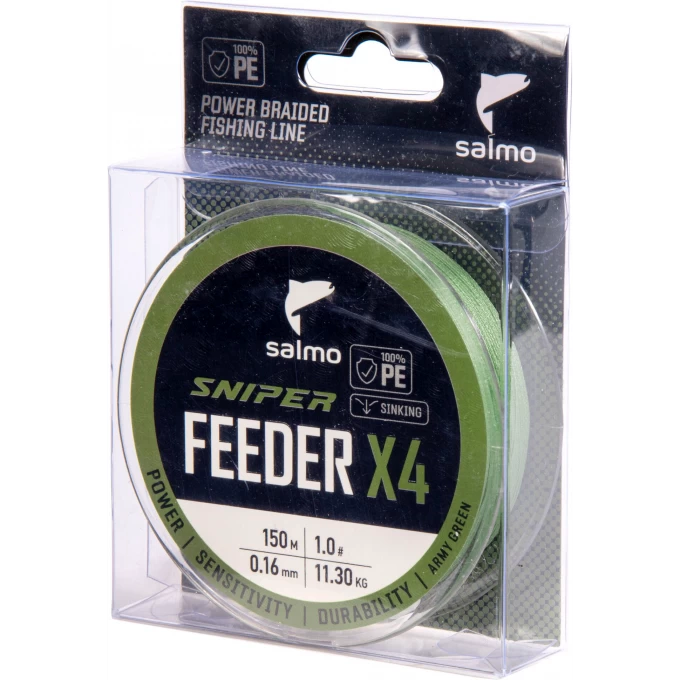 Шнур плетёный SALMO SNIPER х4 FEEDER BRAID Army Green 150/016 4933-016